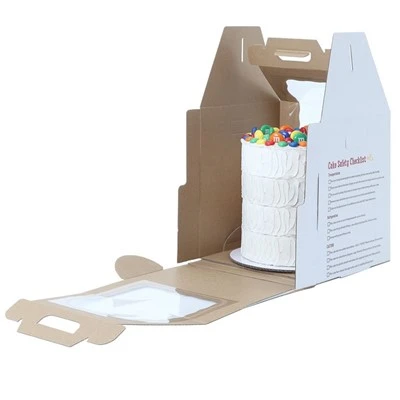 Corrugated Tall Cake Box ak fenèt klè